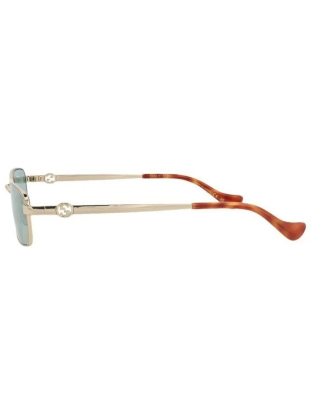 New Gucci Womens Square/Rectangle Gold Gold Green Fashion Designer Sunglasses